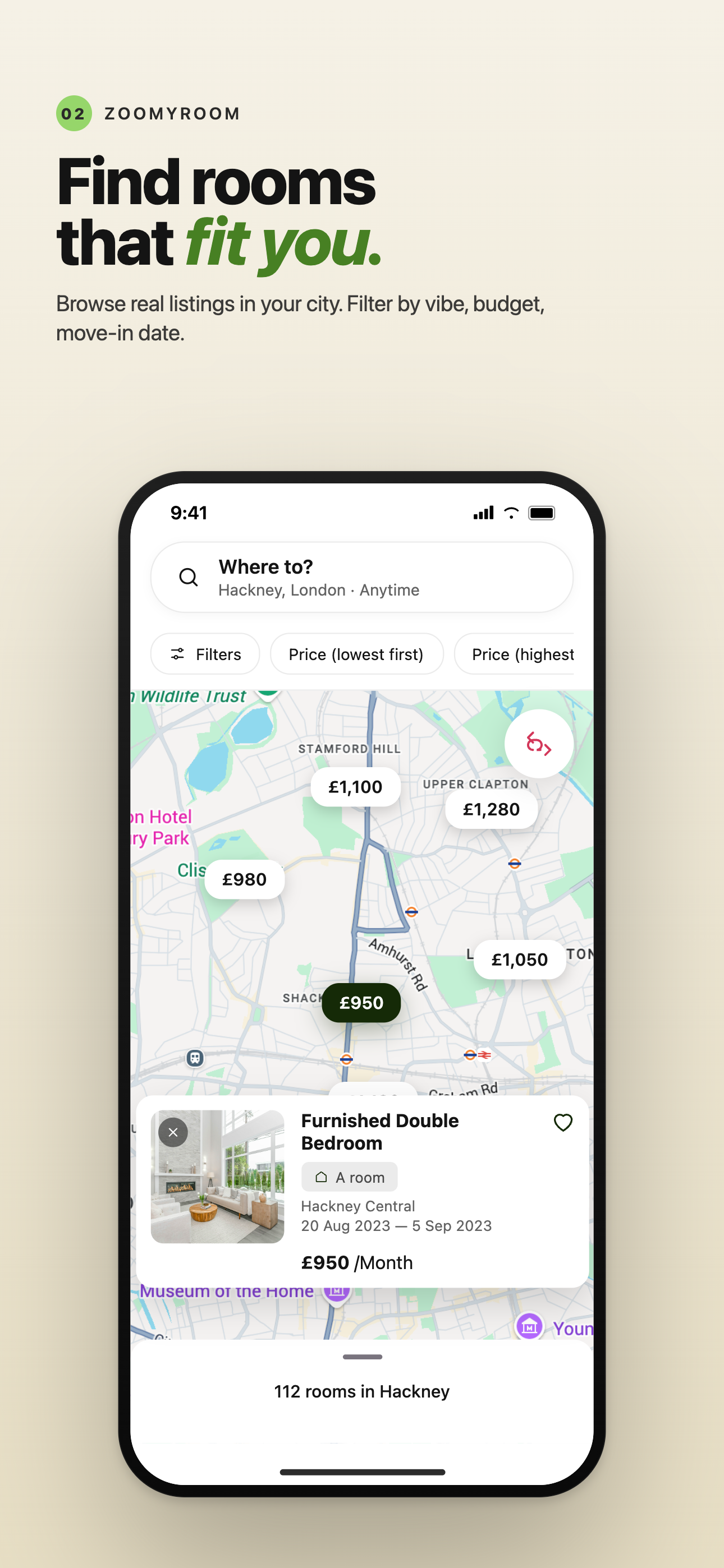 Explore rooms on a map